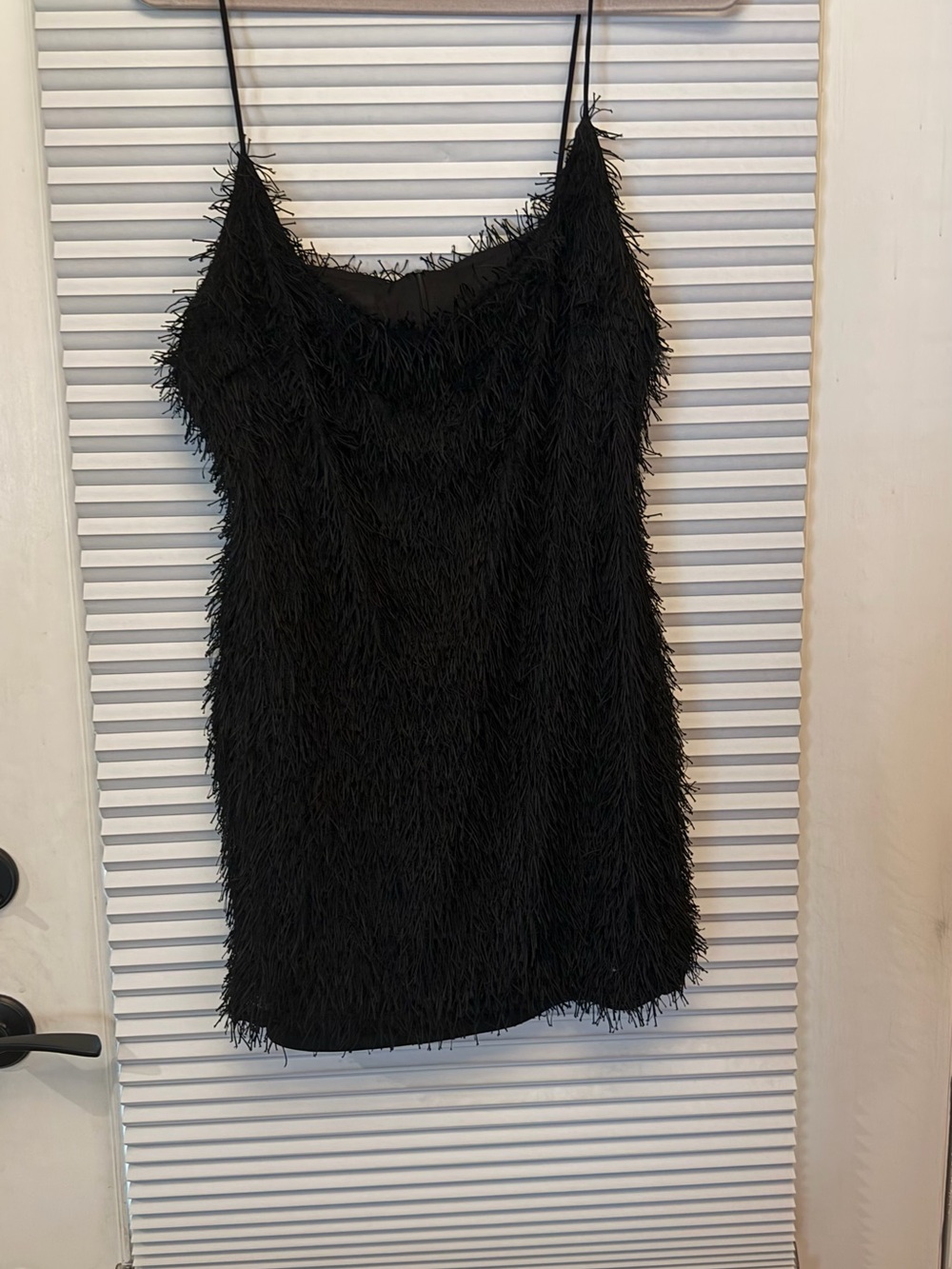 Black Fringe eye lash Slip Dress - Women's Elegant fun Party Dress
